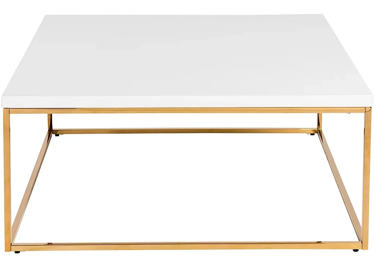 Euro Style Teresa 35 1/2"W Square White and Brushed Gold Coffee Table